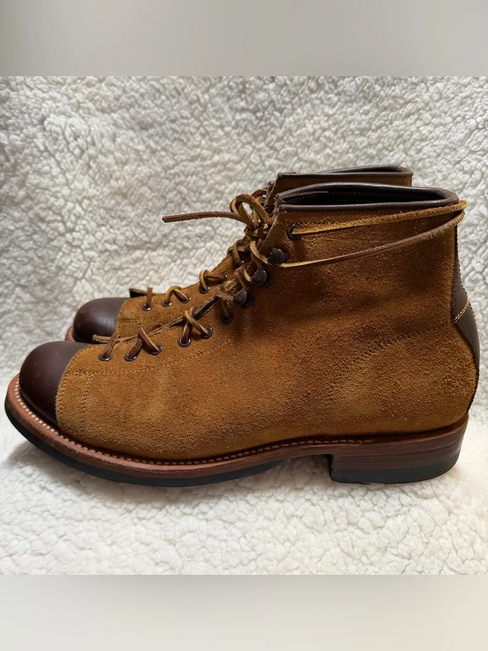 Yuketen Polish Work Boots Brown Suede & Leather CapToe Design Men’s Size 10.5